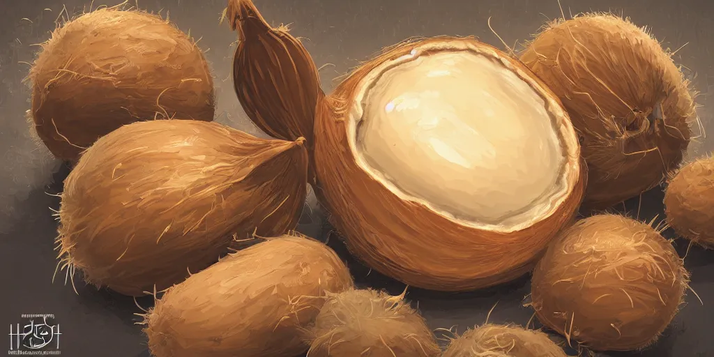 Prompt: now, the kokonut nut is a big - big nut, coconut, coconut, cartoon, cartoon, portrait, extremely closeup, global lighting, digital art, artstation