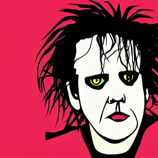 Prompt: robert smith of the cure, vector art, art deco