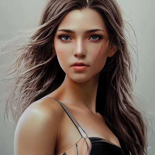 Image similar to photo of a gorgeous young woman in the style of stefan kostic, realistic, sharp focus, 8k high definition, insanely detailed, intricate, elegant, art by stanley lau and artgerm