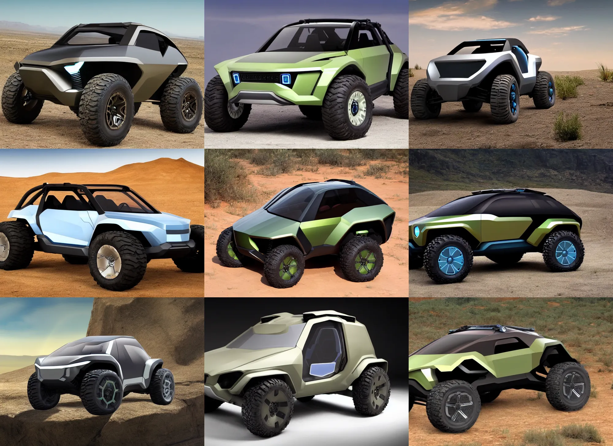 Prompt: halo warthog as a future clean electric jeep concept car suv