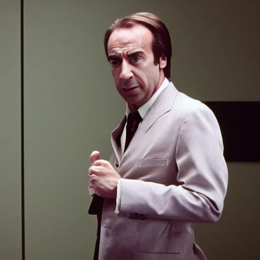 Image similar to still of saul goodman in a martin scorsese movie, 8 0 mm film