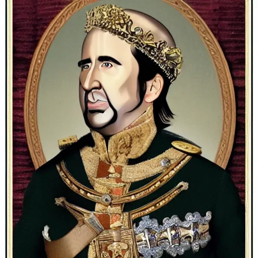 Image similar to nicolas cage as a french king
