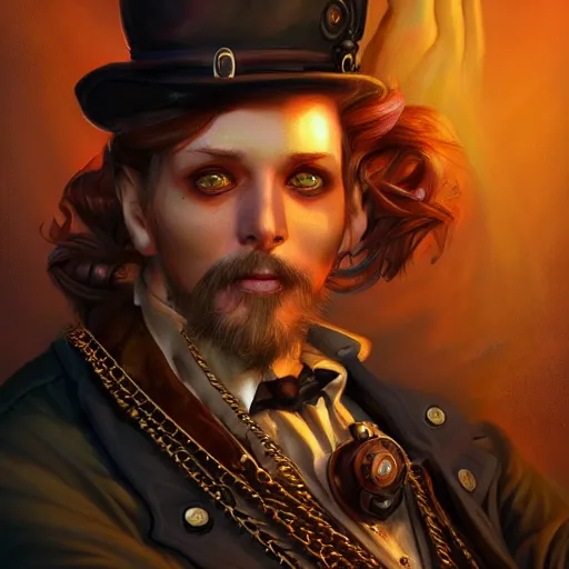 Prompt: a steampunk idea forming in a man's mind while he passes away in bed, portrait, fantasy, beautiful face, vivid colors, elegant, concept art, sharp focus, digital art, hyper - realistic, 4 k, unreal engine, highly detailed, hd, dramatic lighting by brom, trending on artstation