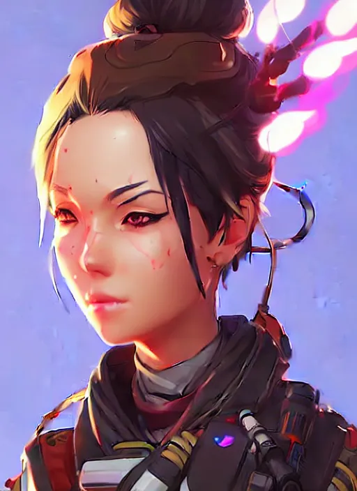 Image similar to Mercy in apex legends as an anime character digital illustration portrait design by Ross Tran, artgerm detailed, soft lighting