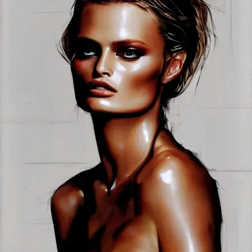 Image similar to portrait young edita vilkeviciute, versace fashion show 2 0 1 1 spring summer, cinematic lighting, art by artgerm and greg rutkowski