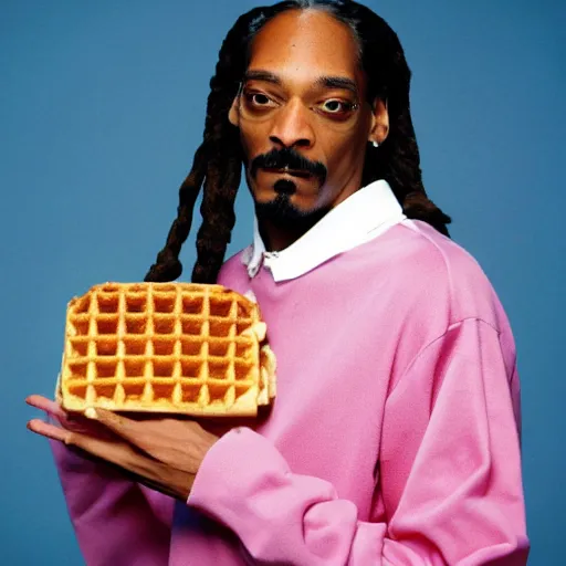 Image similar to Snoop Dogg holding a Waffle for a 1990s sitcom tv show, Studio Photograph, portrait, C 12.0