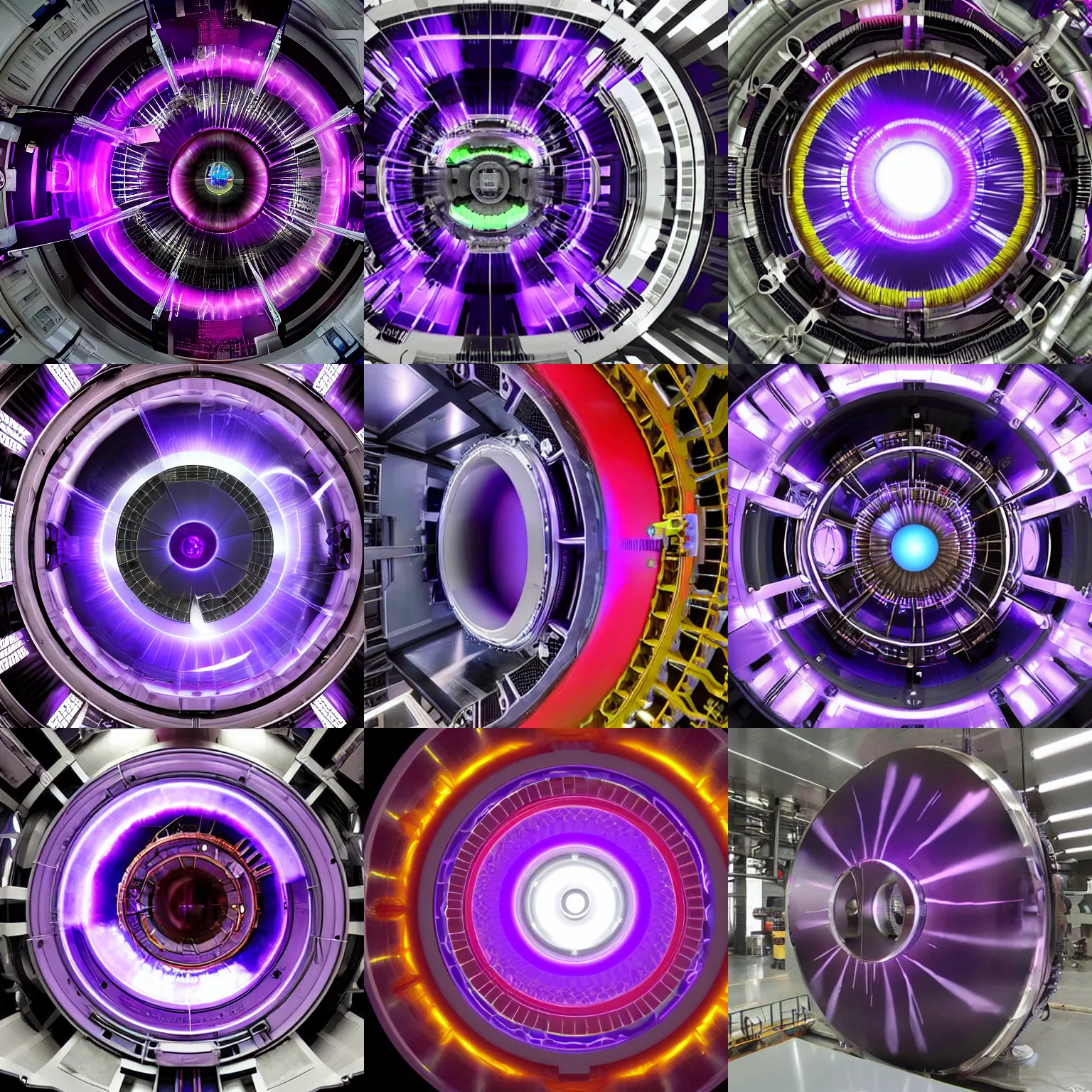 Prompt: fusion reactor chamber, purple plasma