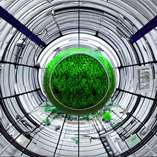 Image similar to spherical greenhouse in space, hyper realistic