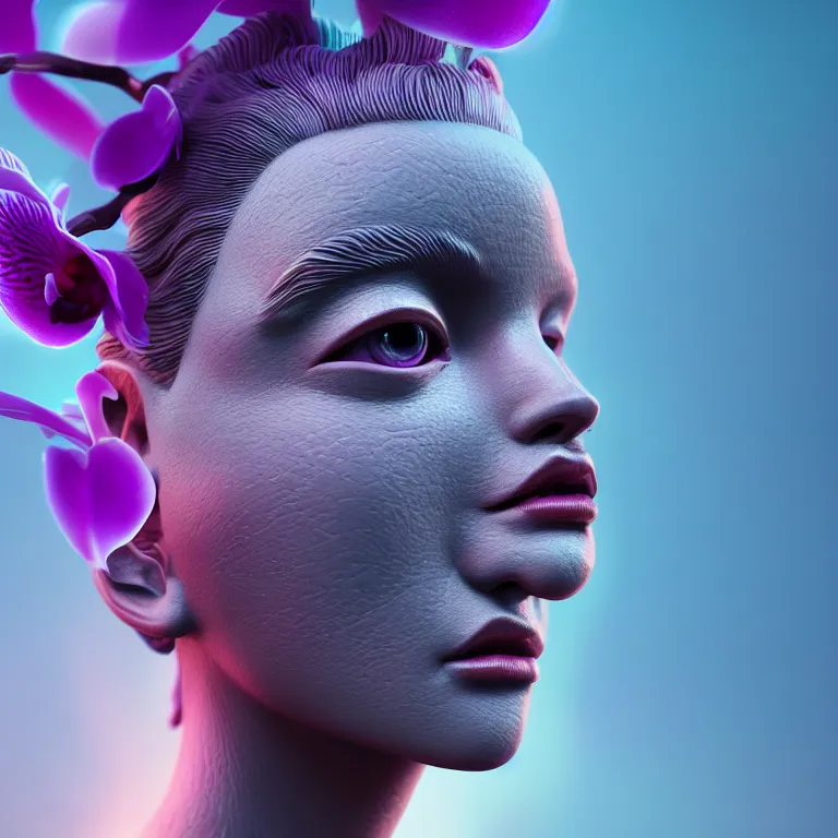 Image similar to goddess full painted acryllic sculpture close-up portrait. orchid bird phoenix jellyfish betta fish, intricate artwork by Tooth Wu and wlop and beeple. octane render, trending on artstation, greg rutkowski very coherent symmetrical artwork. cinematic, hyper realism, high detail, octane render, 8k