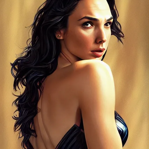 Prompt: gal gadot as james bond, portrait, highly detailed, digital painting, artstation, concept art, sharp focus, illustration, art by artgerm and greg rutkowski and alphonse mucha