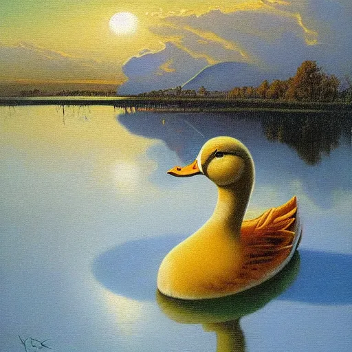 Image similar to a duck on the prowl oil painting konstantin vasilyev