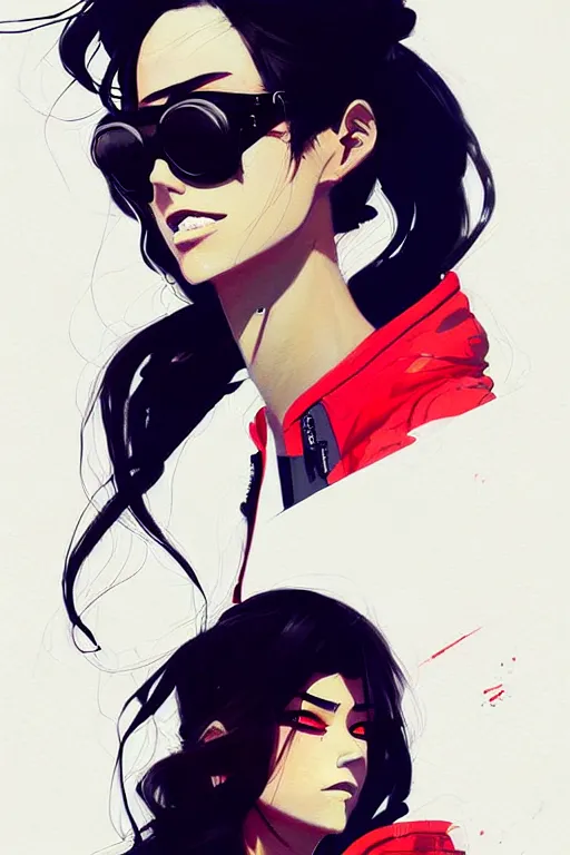 Image similar to a ultradetailed beautiful painting of a stylish woman wearing a bomber jacket, by conrad roset, greg rutkowski and makoto shinkai trending on artstation