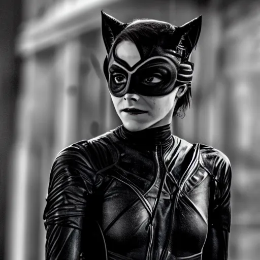 Image similar to Emma Watson as Catwoman, XF IQ4, f/1.4, ISO 200, 1/160s, Adobe Photoshop, Adobe Lightroom, DxO Photolab, Sense of Depth, AI enhanced, HDR, in-frame