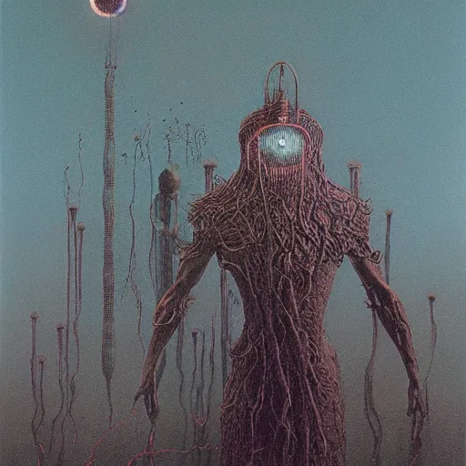 Image similar to bioshock, illustrated by zdzisław beksinski