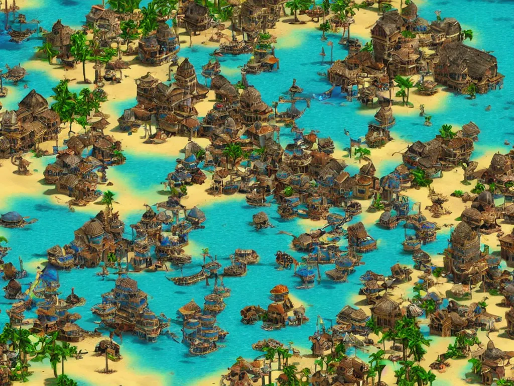 Prompt: bikini bottom in age of empires 2, screenshot