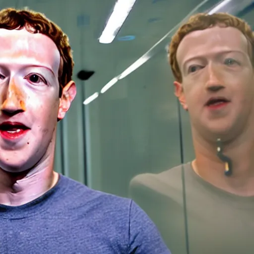 Image similar to mark zuckerberg awakening from his alien cryogenic chamber with slimy feeding tubes attached. science fiction movie.