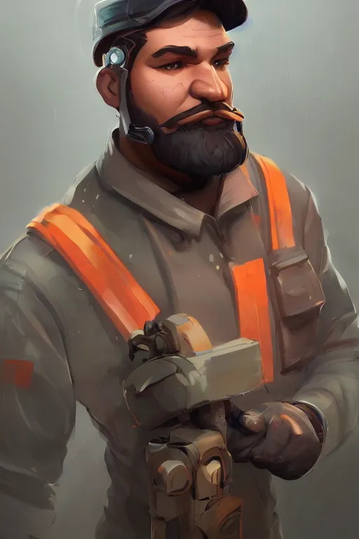 Image similar to beautiful highly detailed realistic stylized character portrait team fortress 2 engineer, detailed character art master portrait by ismail inceoglu, trending on artstation