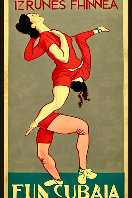 Image similar to 1900s zumba fitness art poster