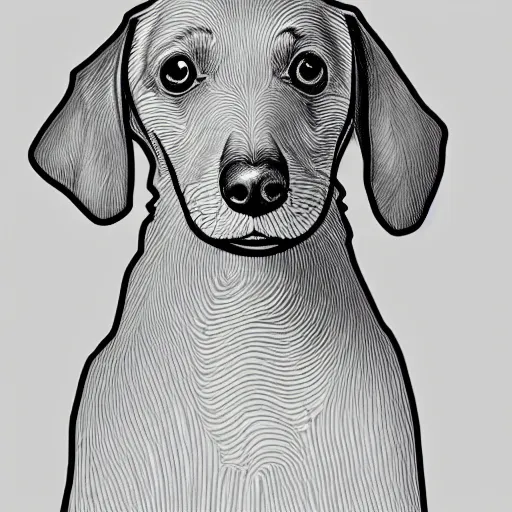 Prompt: very simple line art outline of dachshund