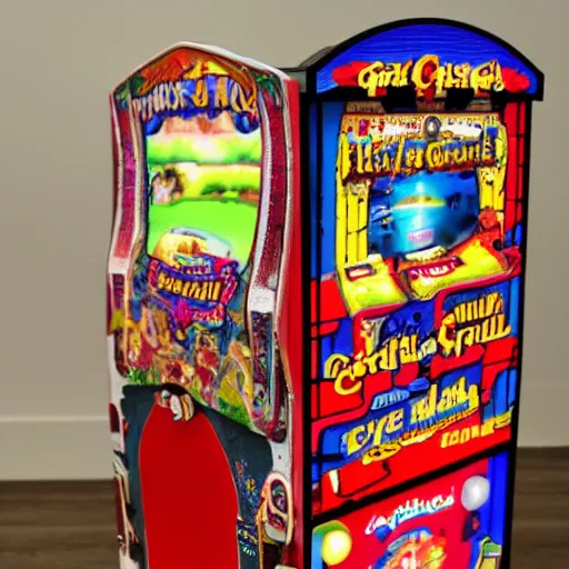 Image similar to an arcade cabinet, in the style of wallace and gromit