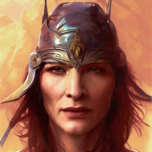 Image similar to cate blanchett as conan the barbarian, intricate, elegant, highly detailed, digital painting, artstation, concept art, smooth, sharp focus, illustration, art by artgerm and greg rutkowski and alphonse mucha and william - adolphe bouguereau