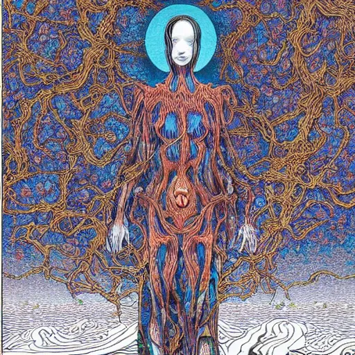 Prompt: Conjuring Psychedelic Illustration, by Shintaro Kago, Kentaro Miura, grotesque, rich deep colors. Beksinski painting, art by Takato Yamamoto. masterpiece
