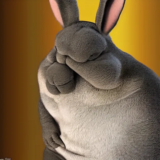 Image similar to hyper realistic big Chungus as the president of the United States of America. Award winning photography