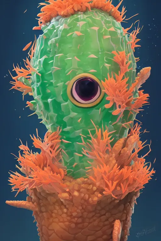 Image similar to 3 d render creature animal sushi cristal very big eye roots cactus elemental flush of force nature micro world fluo fishscale, comics gta 5 cover, official fanart behance hd artstation by jesper ejsing, by rhads, makoto shinkai and lois van baarle, ilya kuvshinov, ossdraws