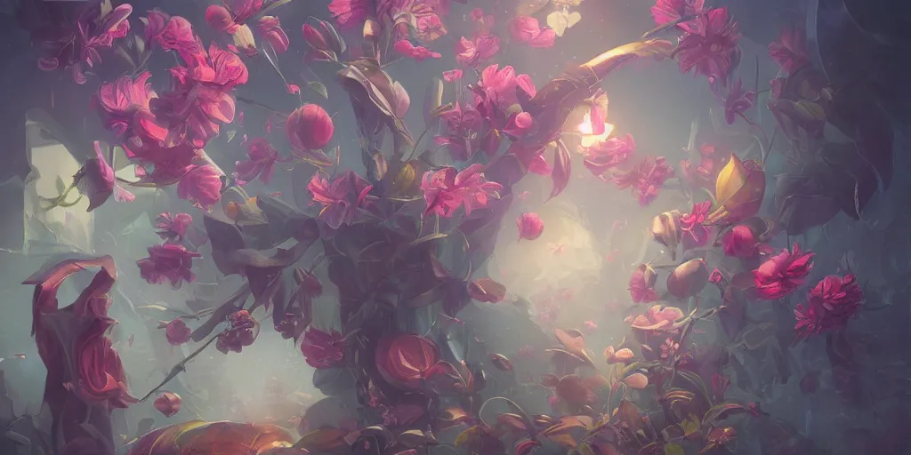 Image similar to retro painting of surreal waiim flowers, by ross tran, highly detailed, hyperrealism, excellent composition, cinematic concept art, dramatic lighting, trending on artstation