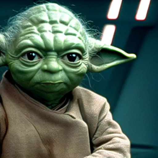 Image similar to yoda in star trek uniform, movie scene,4k