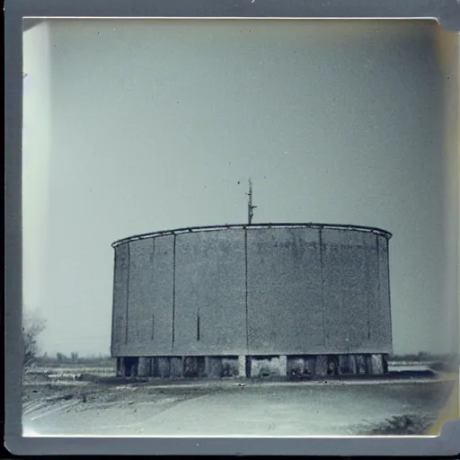Prompt: polaroid photo of a derelict Cold War radar