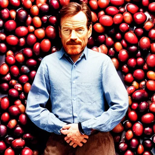 Image similar to tiny bryan cranston's body is a bowl of cranberries, head submerged in cranberries, natural light, sharp, detailed face, magazine, press, photo, steve mccurry, david lazar, canon, nikon, focus