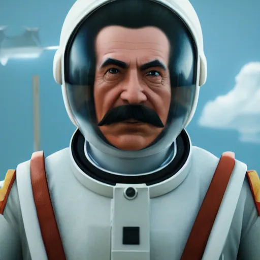 Prompt: Cinematic shot of Joseph Stalin astronaut, hd 4k, AAA game, octane render