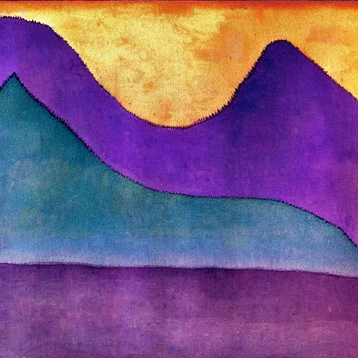 Prompt: purple mountains river by paul klee