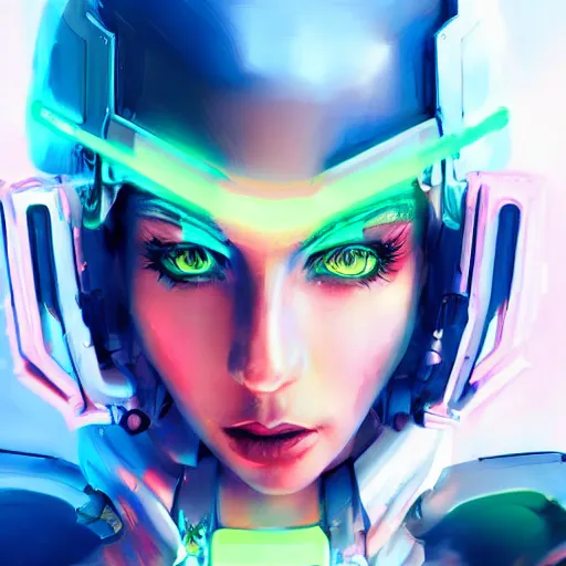 Image similar to a colorfull cyborg lady, trending on artstation, smooth, detailed, sharp focus, realistic, masterpiece, epic, realistic,volumetric lighting, great, uhd, by artstation, anime style