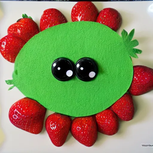 Image similar to strawberry creature with multiple eyes