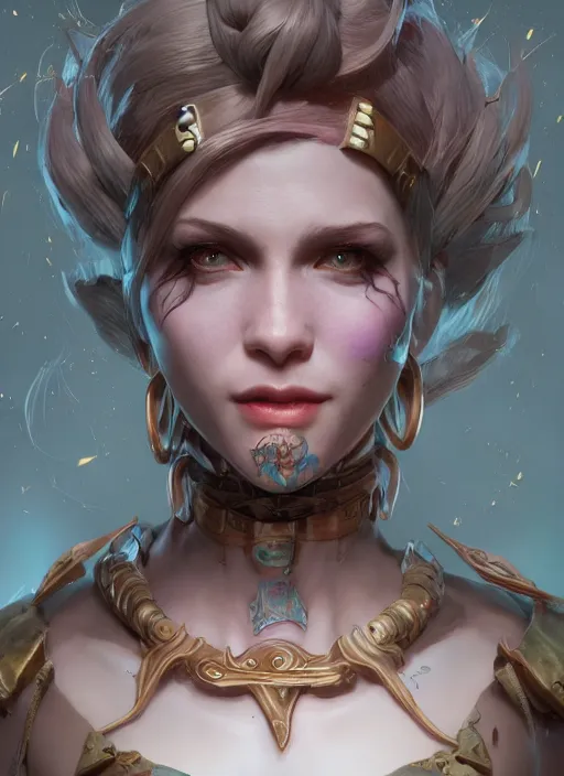 Image similar to jinx arcane, naturel, hyper detailed, digital art, trending in artstation, cinematic lighting, studio quality, smooth render, unreal engine 5 rendered, octane rendered, art style by klimt and nixeu and ian sprigger and wlop and krenz cushart