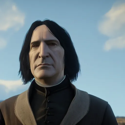 Prompt: Film still of Severus Snape, from Red Dead Redemption 2 (2018 video game)