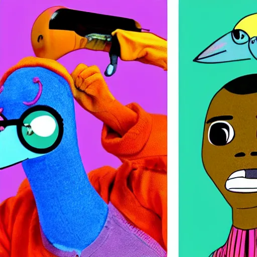 Prompt: tuca y bertie, as real bird - persons