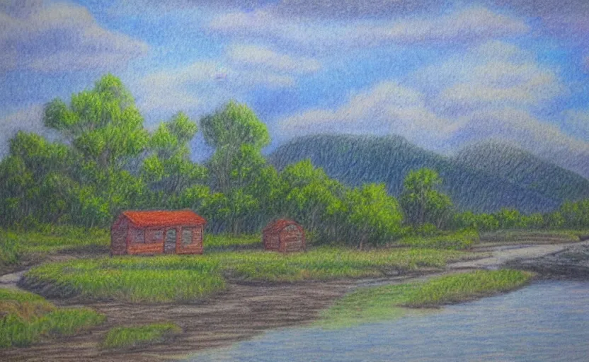 Riverside Scenery Drawing || Colour Pencils On Paper | Riverside Scenery  Drawing With Colour Pencils #sharpartvision | By Sharp Art VisionFacebook