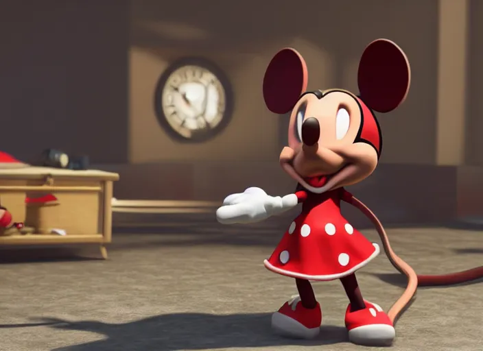 Image similar to mickie mouse in 3 d, unreal engine 5