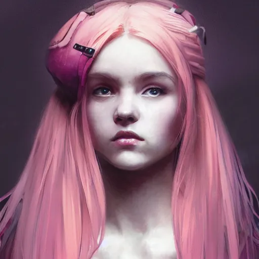 Image similar to a photorealistic dramatic fantasy render of a pink coloured haired young girl with a black wool modern hat by wlop, artgerm, greg rutkowski, alphonse mucha, beautiful dynamic dramatic dark moody lighting, shadows, cinematic atmosphere, artstation, concept design art, octane render, 8 k