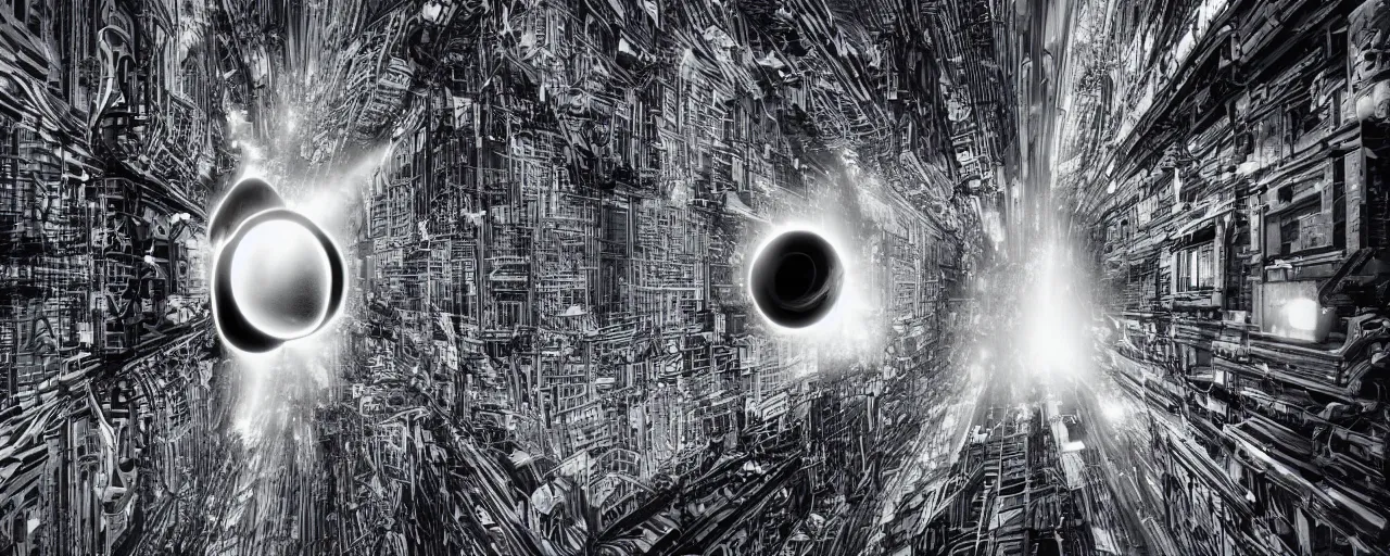 Image similar to photo of a black hole is destroying a gothic cyberpunk City
