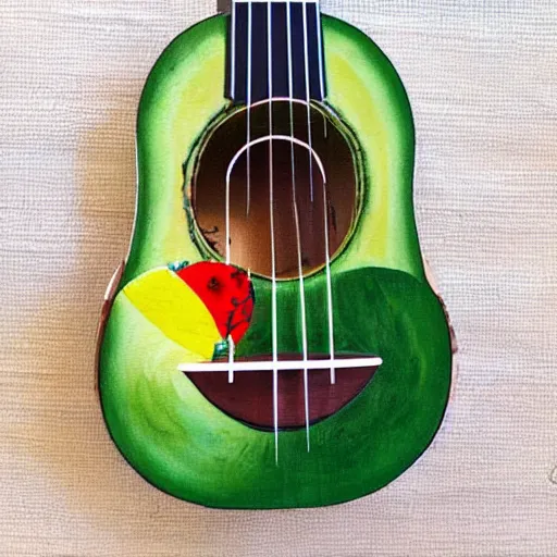 Prompt: avocado ukulele painted by michelangelo