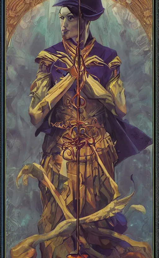 Image similar to tarot card the magician, magic realism, artwork by chengwei pan, trending on artstation