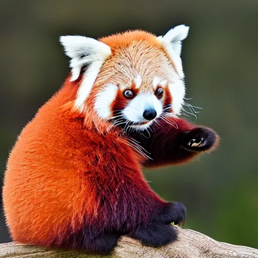 Image similar to digital art of a red panda showing its middle finger