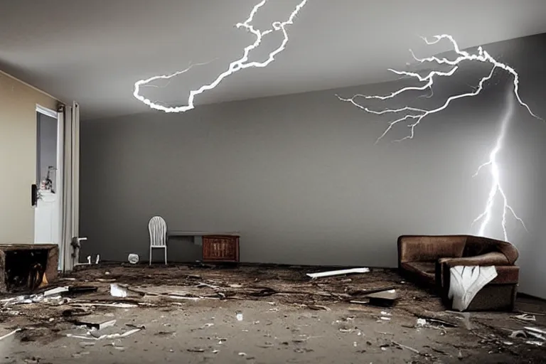 Image similar to struck by lightning inside home