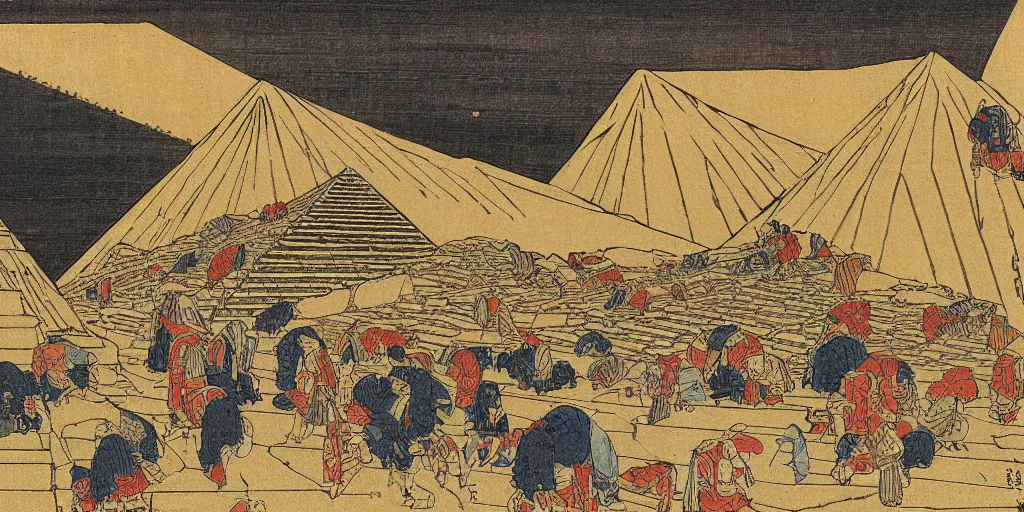 Image similar to i, Pyramid of Khufu by Hokusai