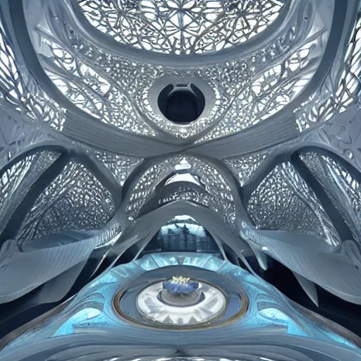 Prompt: zaha hadid fantasy world islamic style