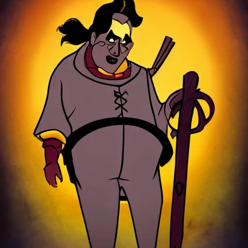 Image similar to leatherface as a prince, disney animation